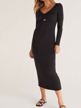 NWT Z Supply Orla Dress Black Long Sleeve Size M